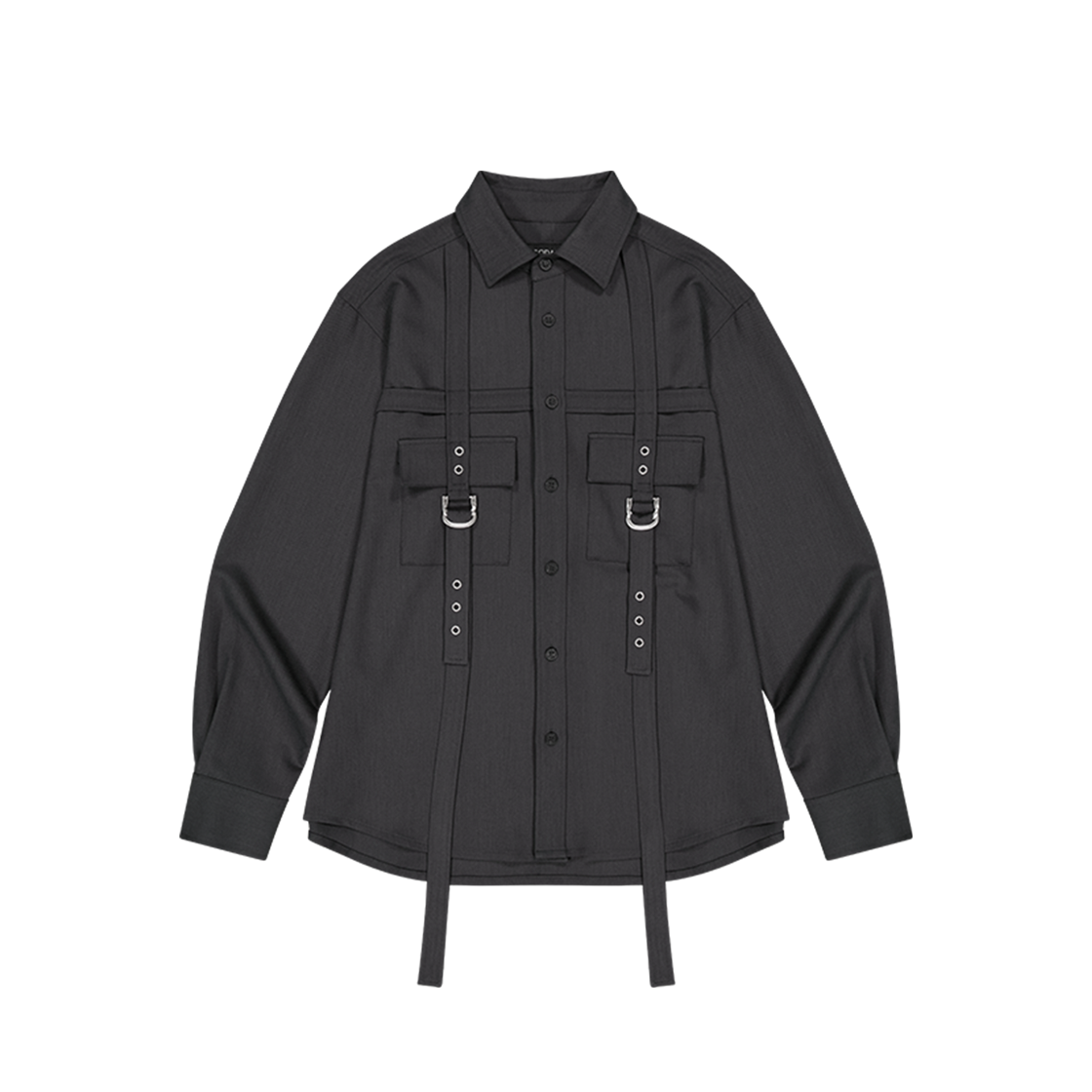 GDS51RUSH01CHFF [KREAM 단독] GODASHIN Square Ring Belt Shirt Charcoal - 대표 이미지 #1