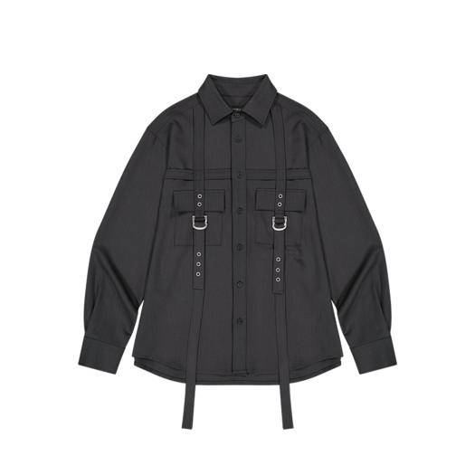 GDS51RUSH01CHFF [KREAM 단독] GODASHIN Square Ring Belt Shirt Charcoal