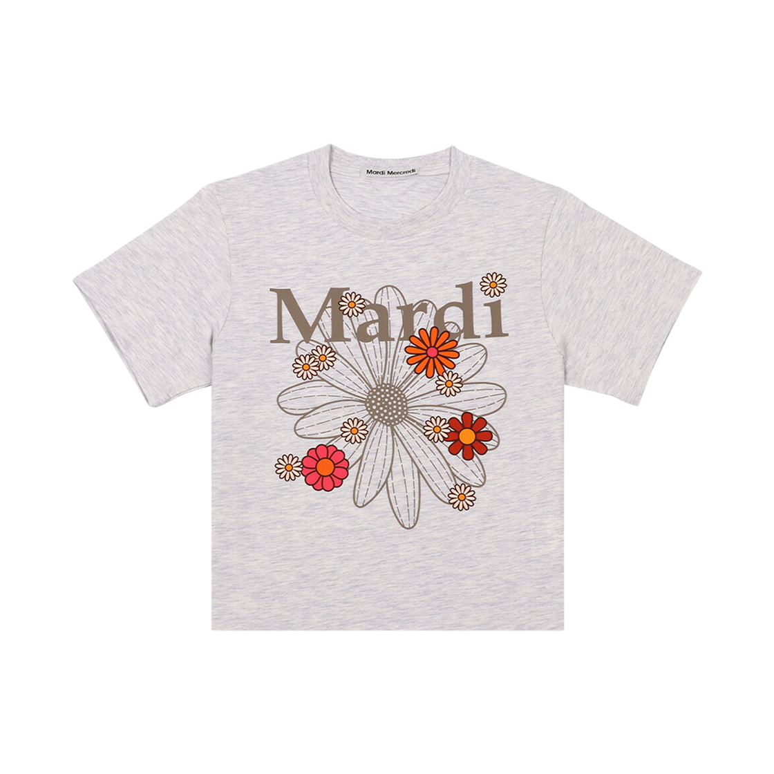 - (W) Mardi Mercredi Flowermardi Blossom Slim T-Shirt Oatmeal Taupe