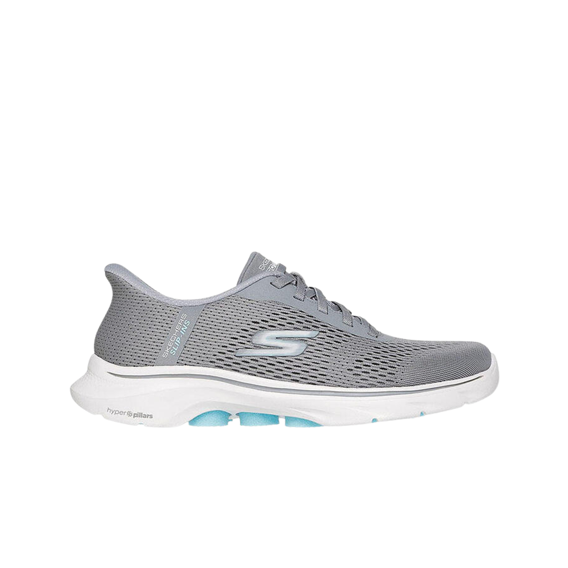 (W) 스케쳐스 고 워크 7 슬립 인스 그레이 블루((W) Skechers Go Walk 7 Slip Ins Grey Blue)