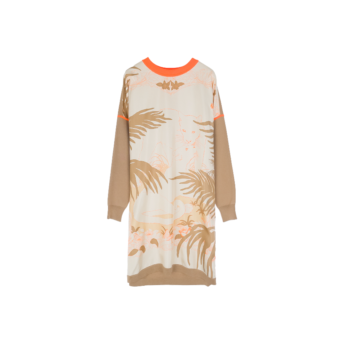 ITK9NLRD3U9B Hermes Jungle Love Twillen Dress Size 38 Camel