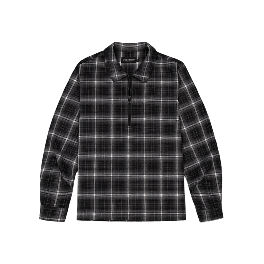 고다신 반집업 체크 셔츠 블랙(GODASHIN Half Zip-Up Check Shirt Black)