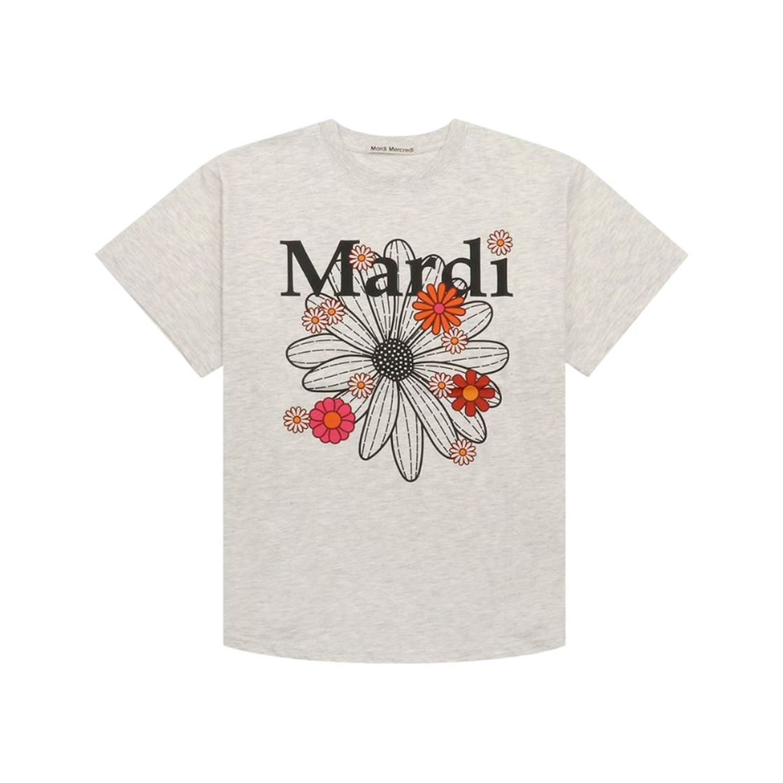 (W) 마르디 메크르디 플라워마르디 블라썸 티셔츠 오트밀 블랙((W) Mardi Mercredi Flowermardi Blossom T-Shirt Oatmeal Black)