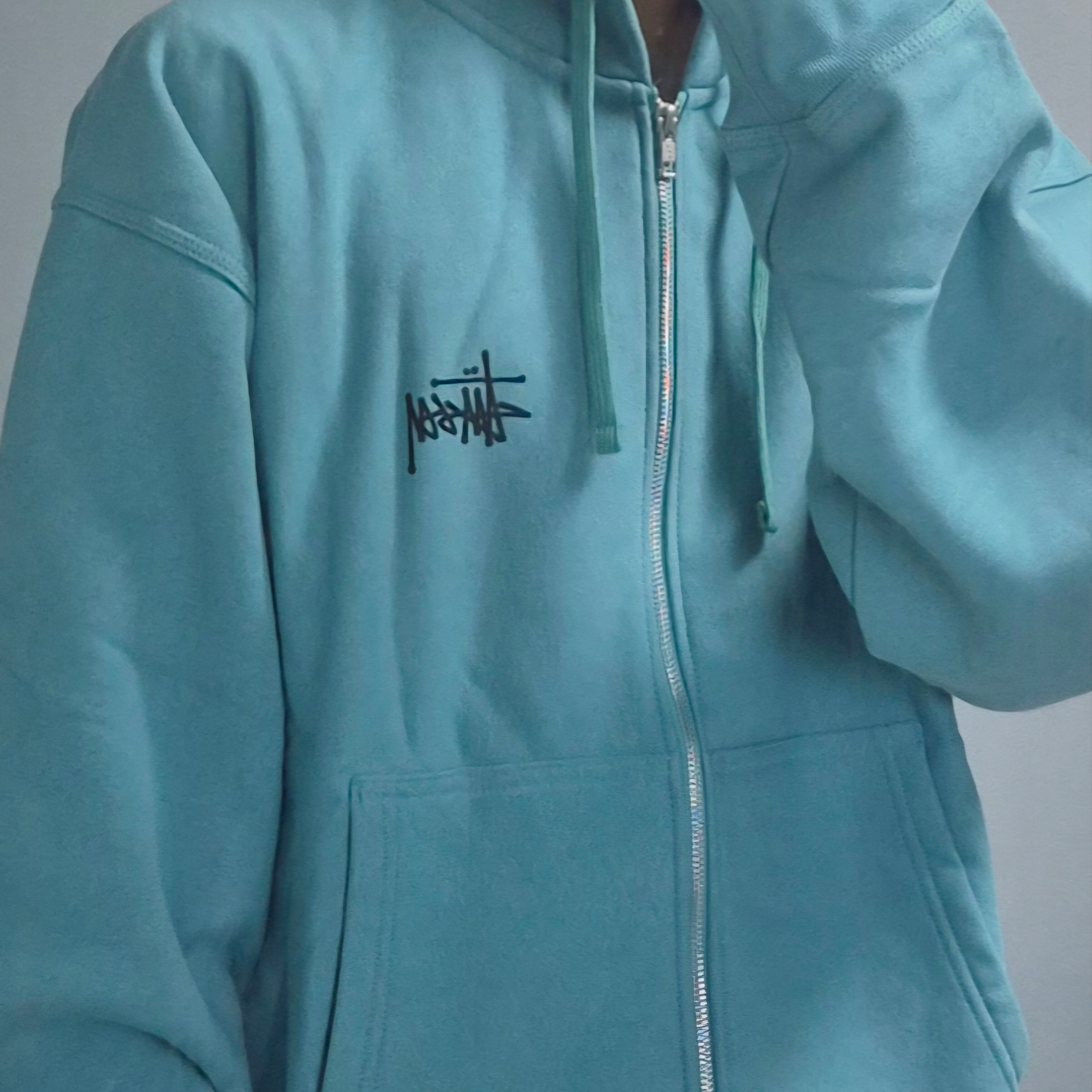 Stussy Basic Stussy Zip Hoodie Ocean 2024 착용 스타일 - 2
