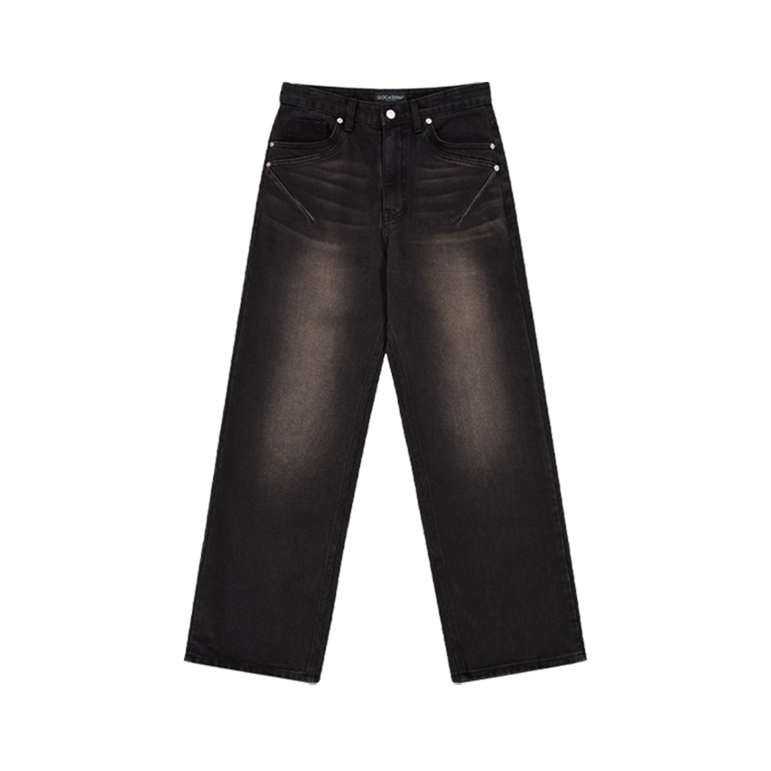 GDS51RWLJ02BR0M GODASHIN Washed Semi Boots Cut Denim Pants Sand Black