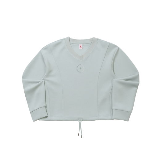 QQ322OFS81_WKK0 le coq sportif Women's Modal Double Tension Loose-Fit V-Neck Sweatshirt White Khaki