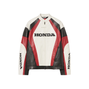 Honda Original Motorcycle Synthetic Leather Jacket White