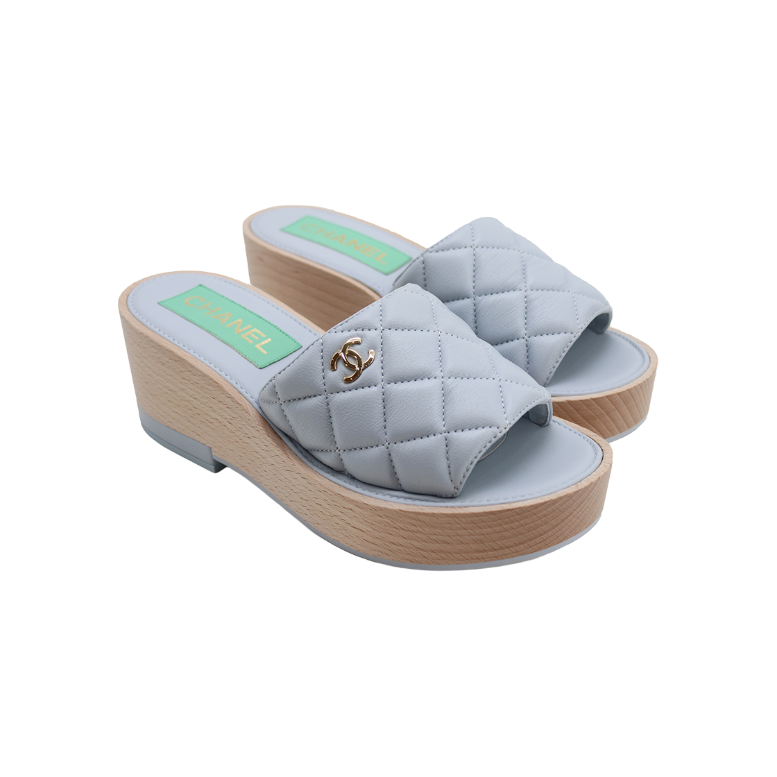ITR373ISPJ7J Chanel Lambskin Quilted Wood Mule G38555 - 대표 이미지 #1