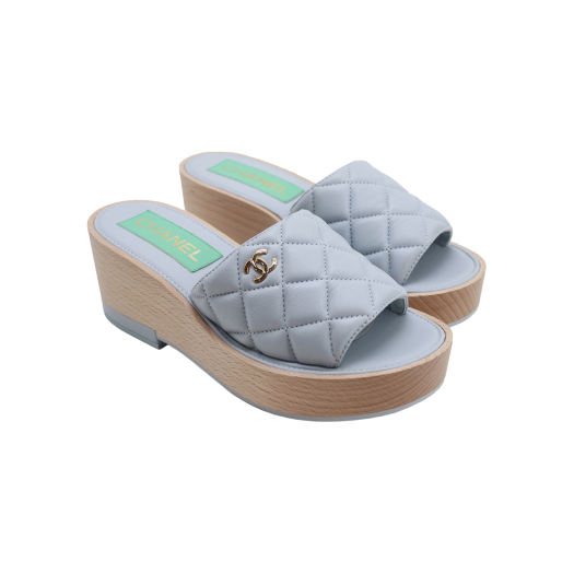ITR373ISPJ7J Chanel Lambskin Quilted Wood Mule G38555