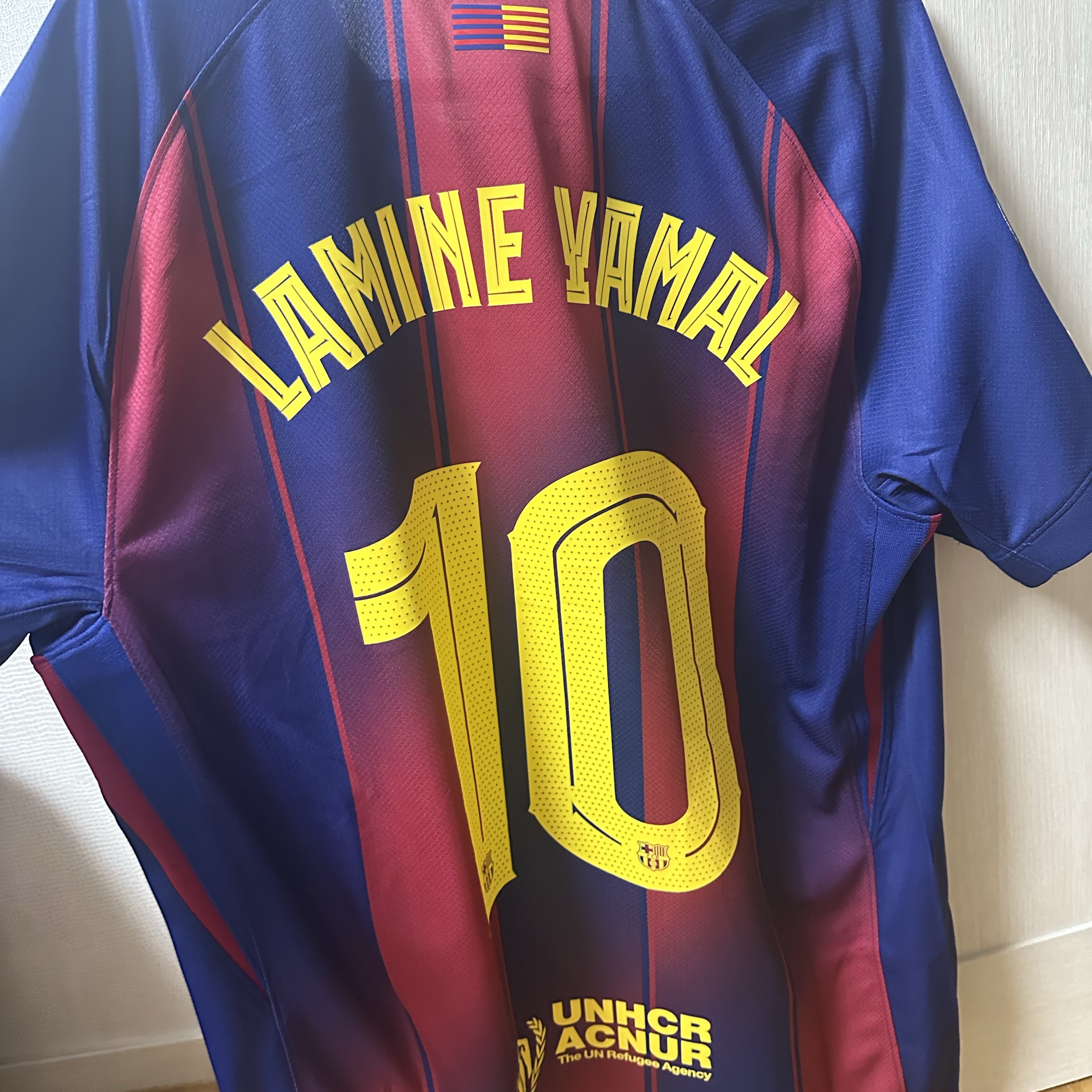 Nike FC Barcelona 2025/26 Stadium Home Dri-Fit Football Replica Jersey Deep Royal Blue Noble Red (Non Marking Ver.) 착용 스타일