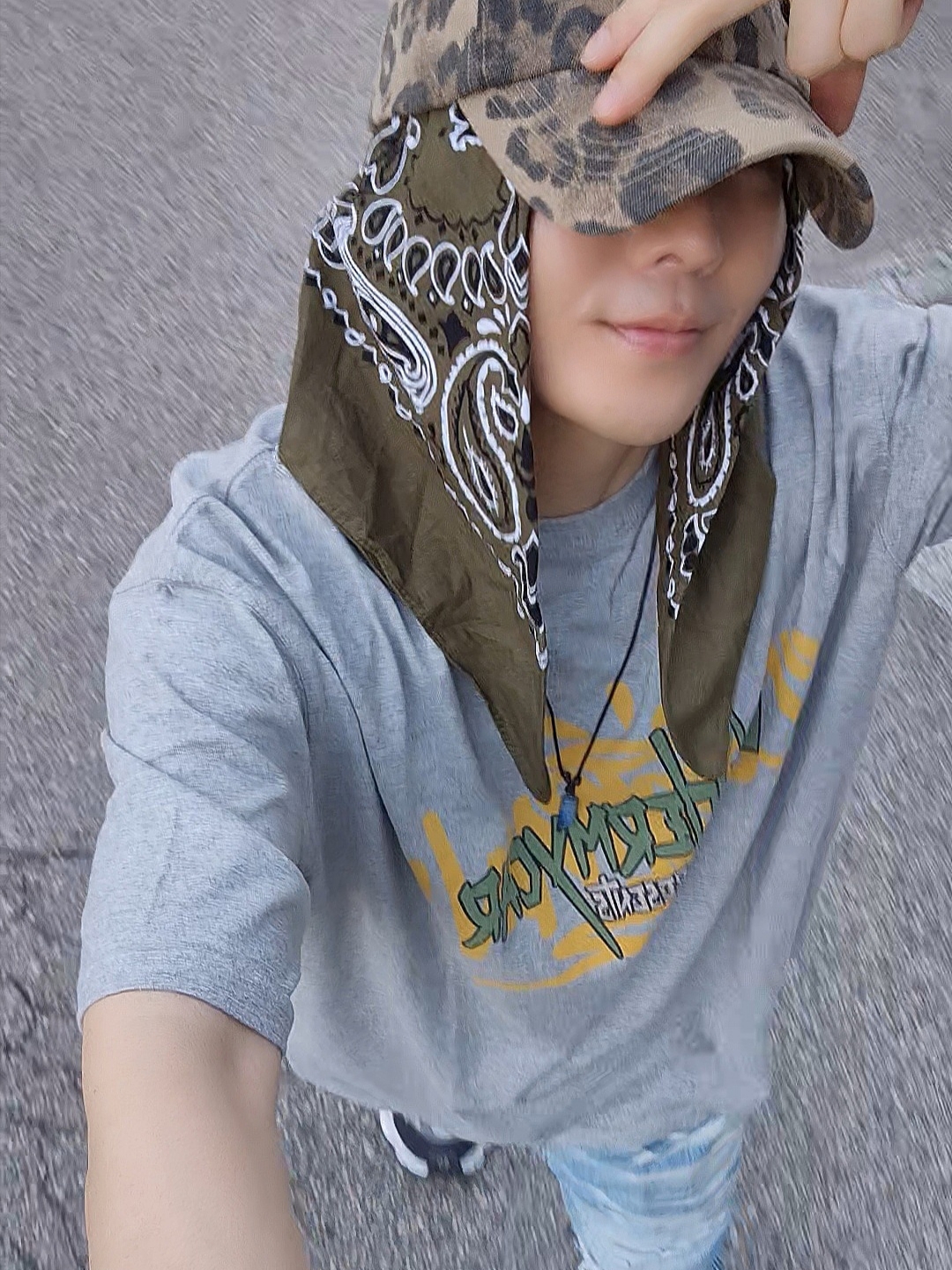COOLRAIN x Undermycar POC Coolrain T-shirts CR02 Melange Gray 착용 스타일 - 3