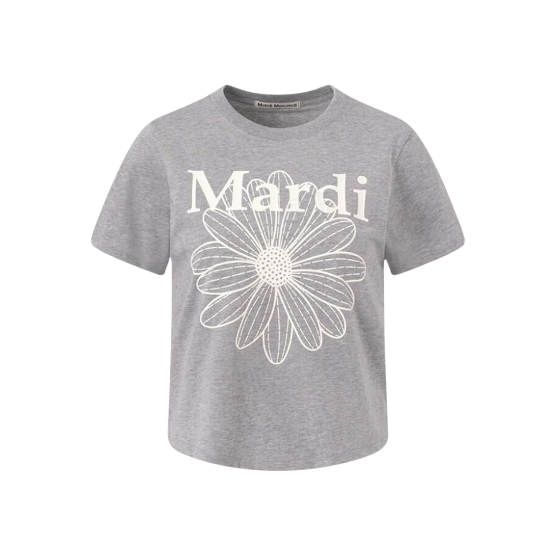 (W) 마르디 메크르디 플라워마르디 슬림 티셔츠 그레이 아이보리((W) Mardi Mercredi Flowermardi Slim T-Shirt Grey Ivory)