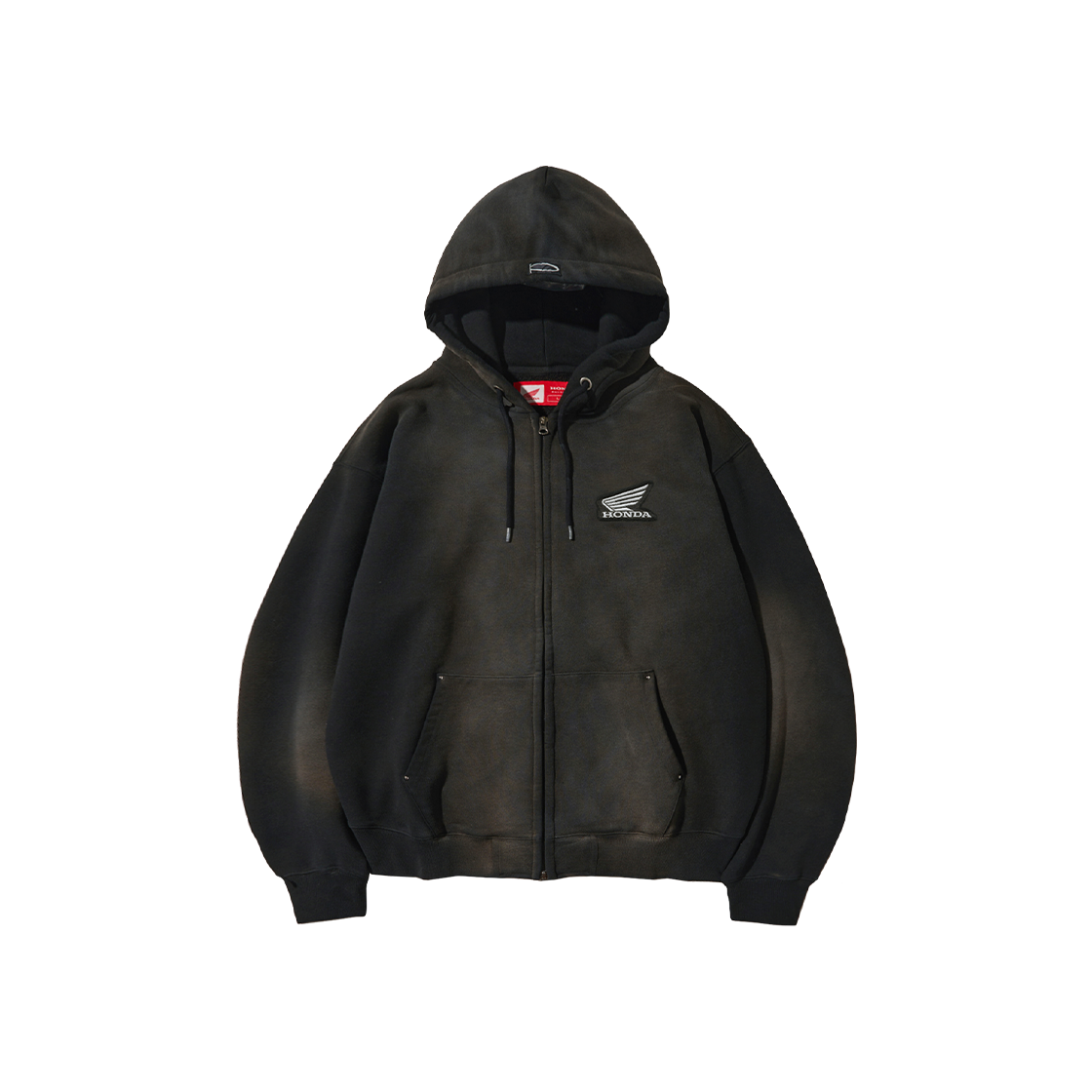 혼다 스터드 윙 워싱 후드집업 블랙(Honda Stud Wing Washing Hoodie Zip-up_Black)