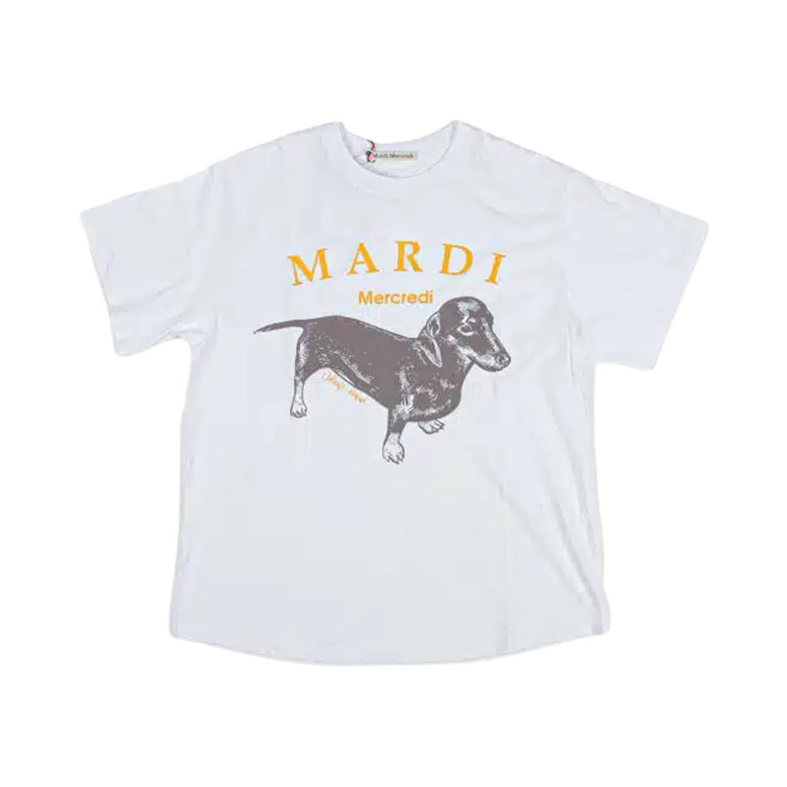 (W) 마르디 메크르디 딴지 티셔츠 화이트 탠저린((W) Mardi Mercredi Ddanji T-Shirt White Tangerine) - 1
