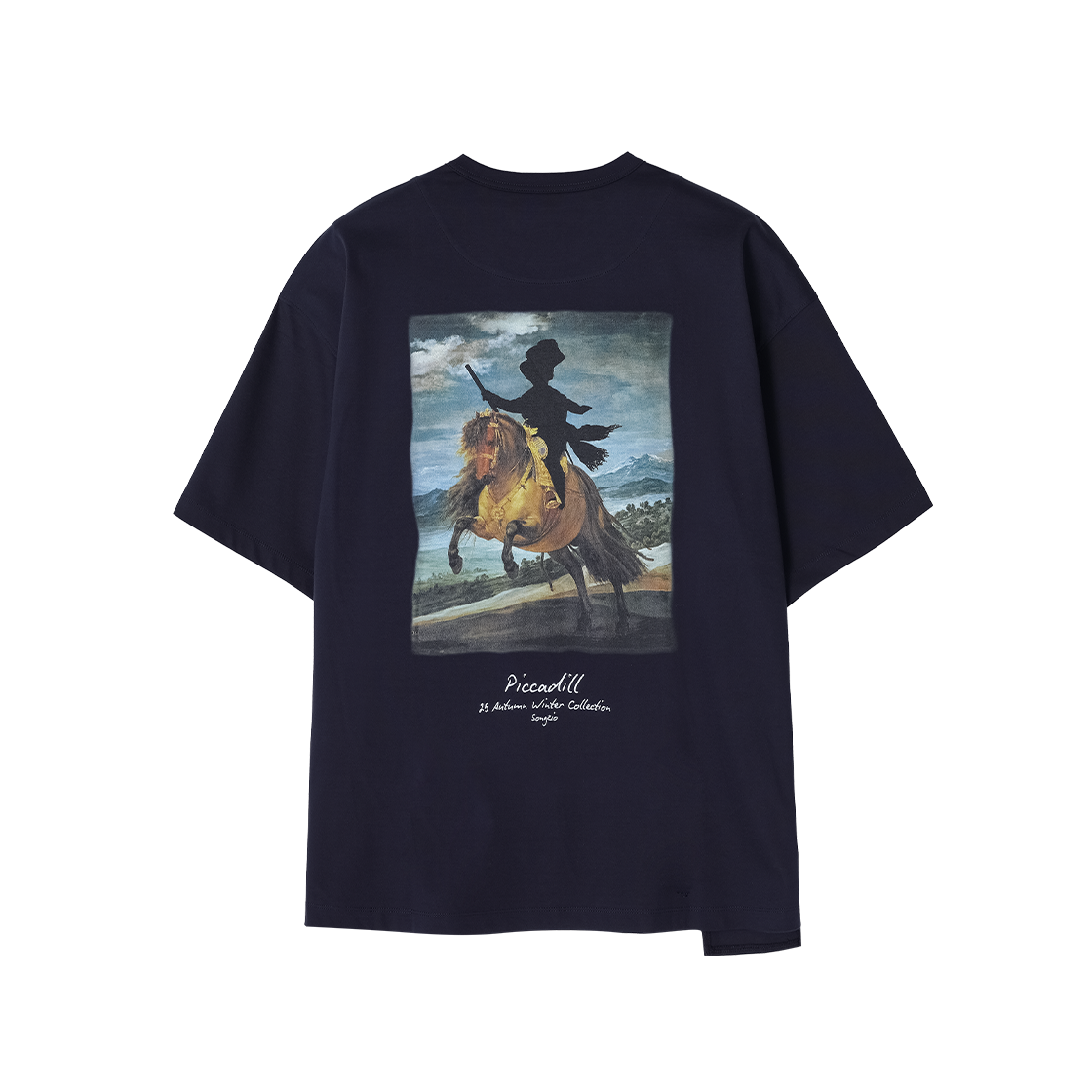 송지오 컬렉션 버티컬 컷 고스트 프린스 티셔츠 네이비