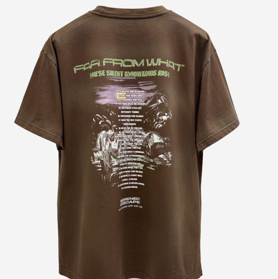 [더블적립]Farfromwhat Far Washed Midnight T-Shirts_Brown 착용 스타일