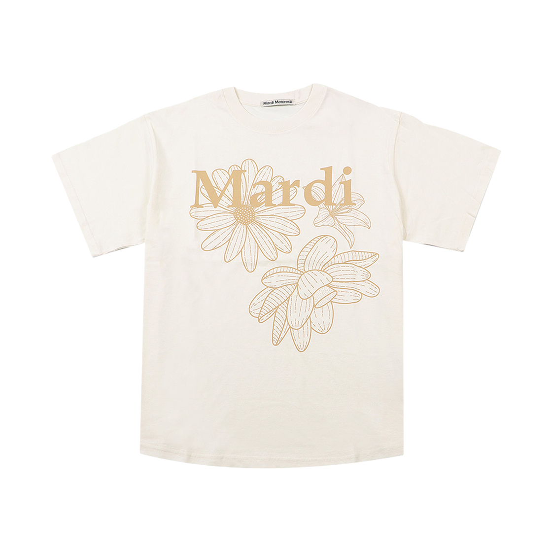 (W) 마르디 메크르디 트리플 플라워 티셔츠 크림 피넛((W) Mardi Mercredi Triple Flower T-Shirt Cream Peanut) - 1