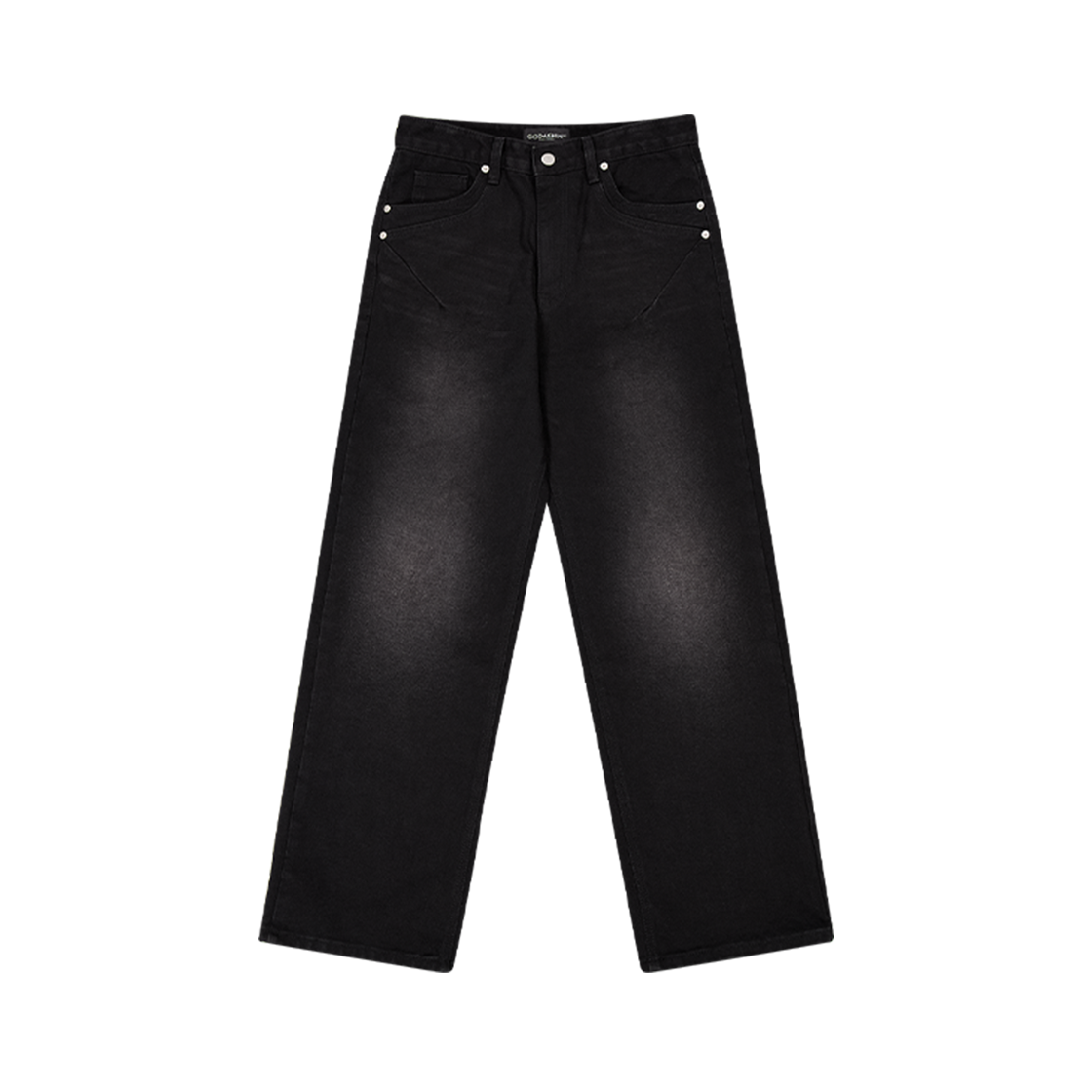 GDS51RWLJ02BK0M GODASHIN Washed Semi Boots Cut Denim Pants Black