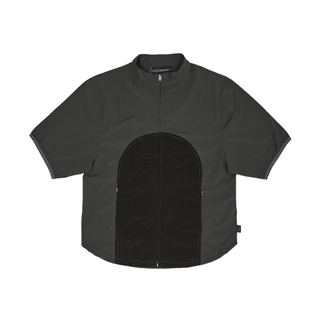 GDS42RUSS01CH GODASHIN Curved Cutting Zip-Up Shirt Charcoal