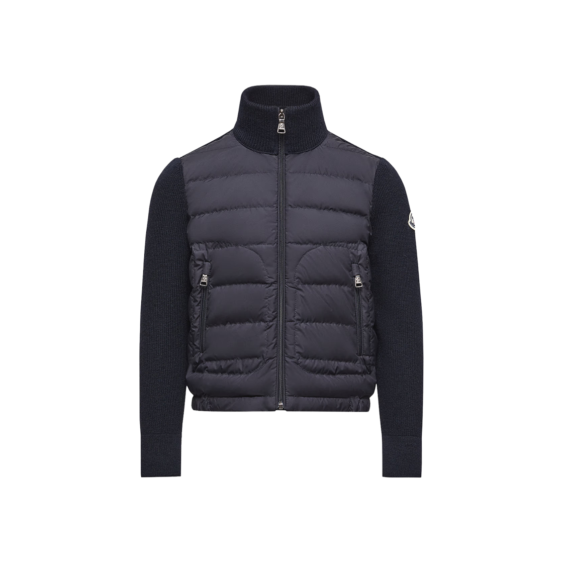 (키즈) 몽클레르 패딩 울 블렌드 집업 가디건 네이비 블루 - 25FW((Kids) Moncler Padded Wool Blend Zip-Up Cardigan Navy Blue - 25FW) - 1