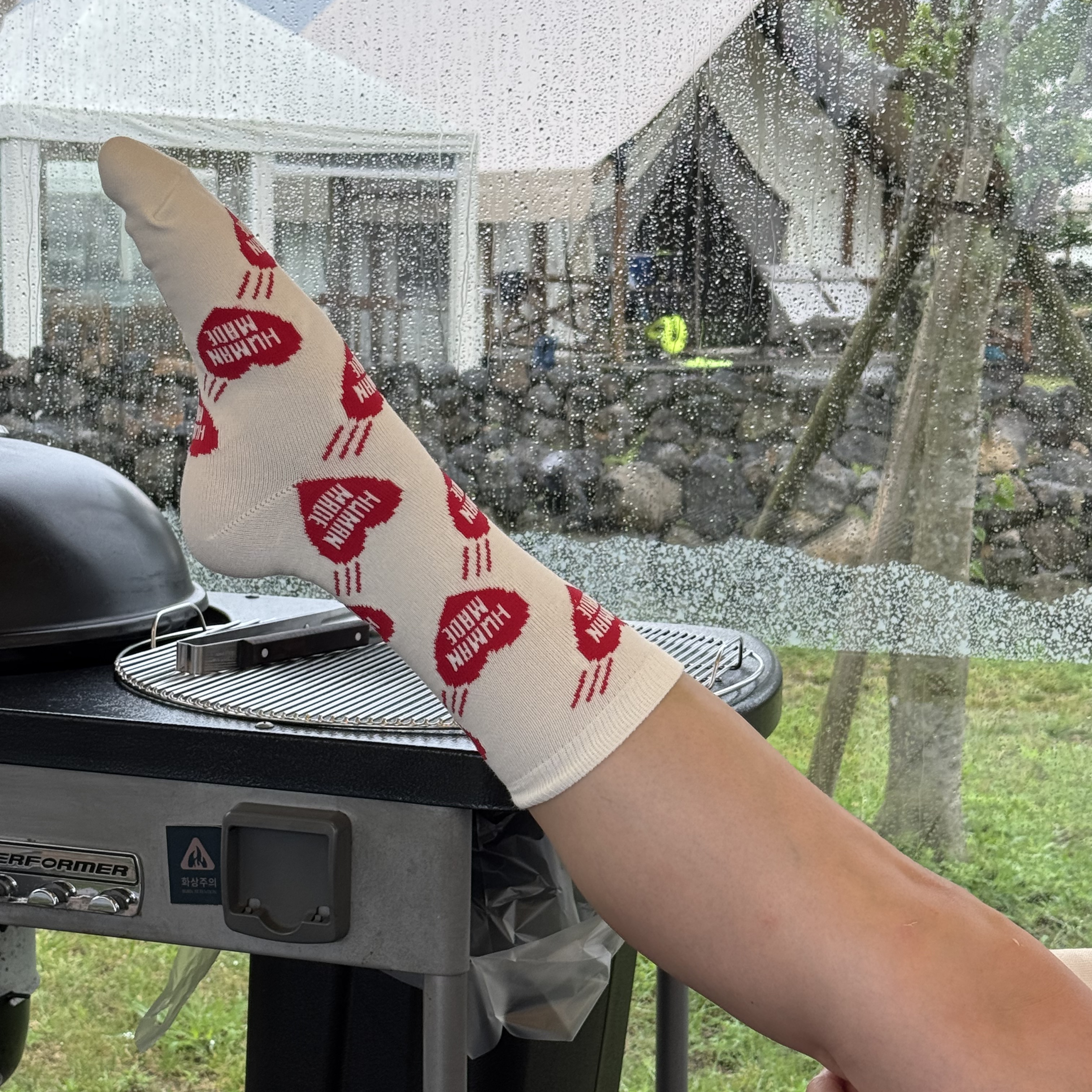 Human Made Heart Pattern Socks Red 착용 스타일