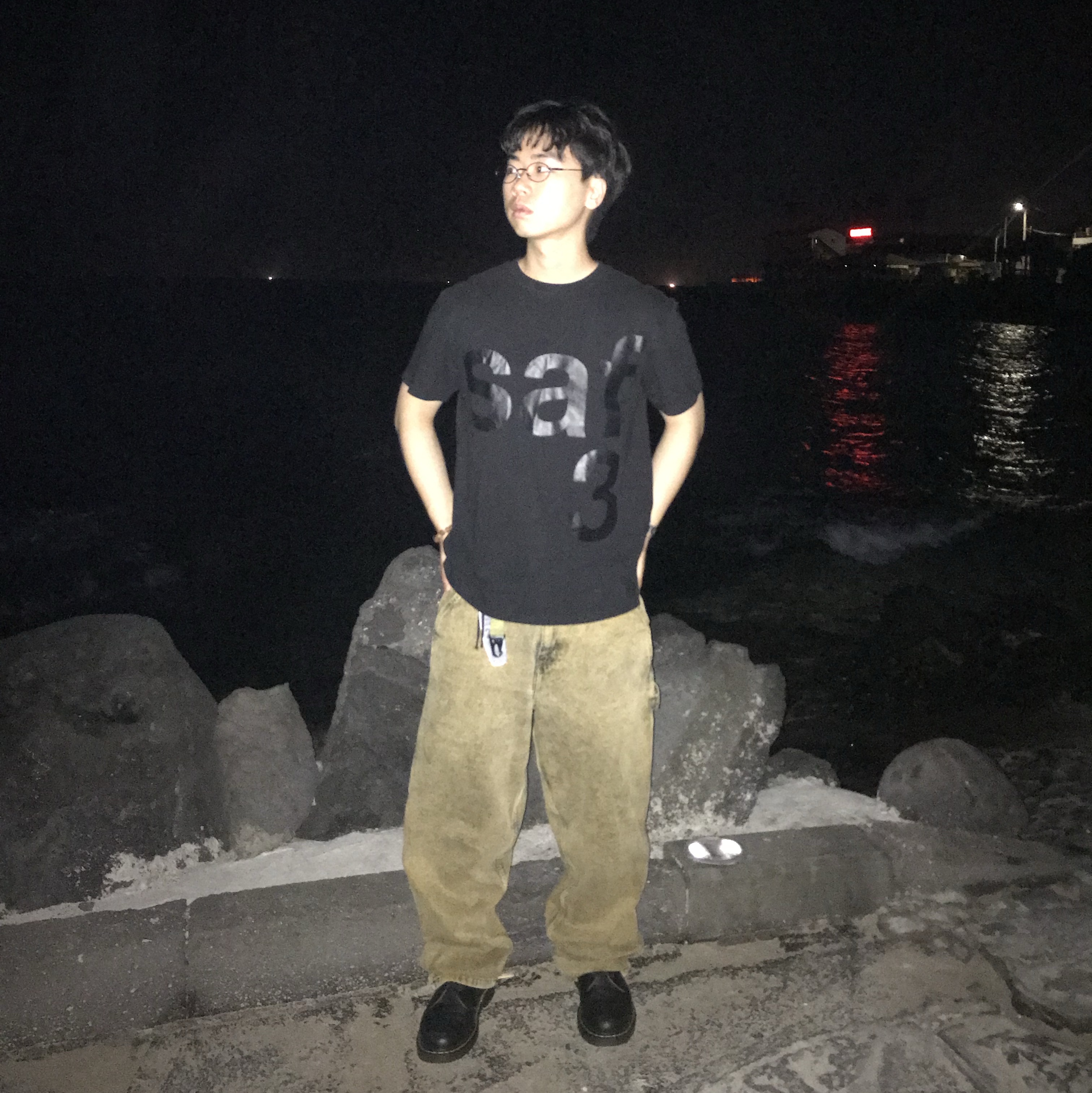 [예약 배송][KREAM 단독] Safarispot Basic Safari T-Shirt Black, Dr. Martens 1461 Smooth Black 착용 스타일 - 1