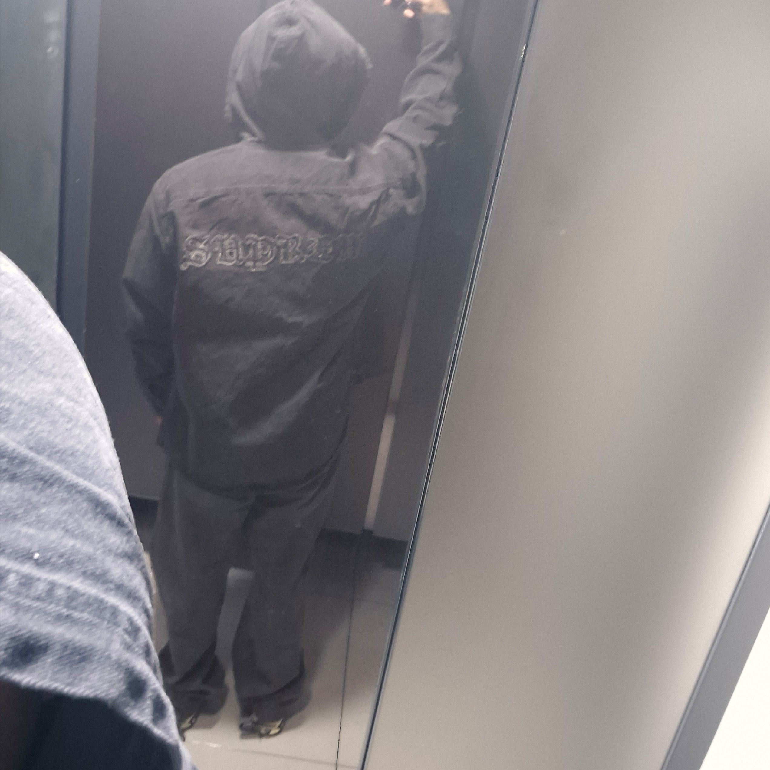 Supreme Hooded Denim Shirt Black - 25SS, Nike x Stussy Air Zoom Spiridon Cage 2 Fossil 착용 스타일 - 7