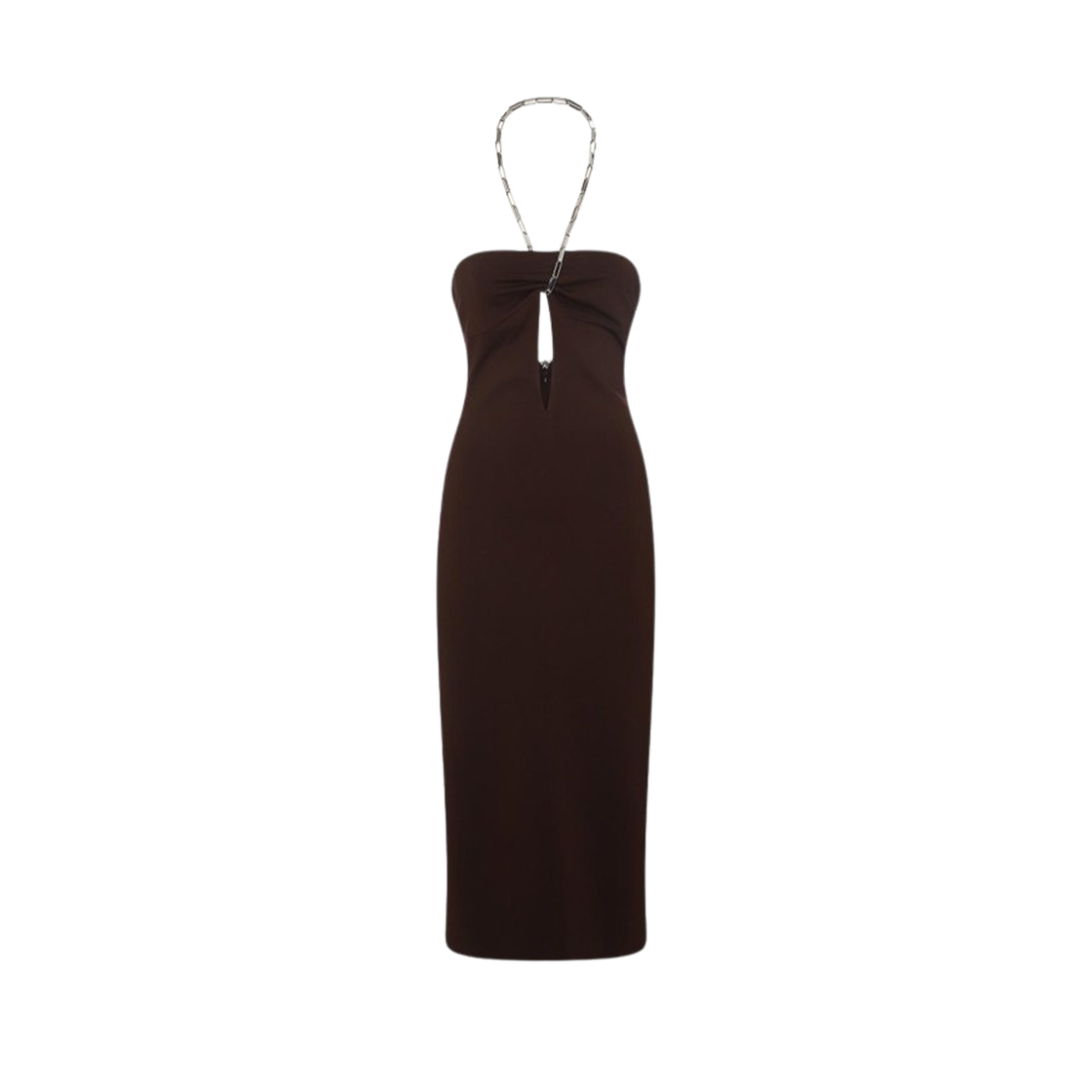 (W) 디 아티코 지오나 미디 드레스 다크 브라운((W) The Attico Giona Midi Dress Dark Brown)