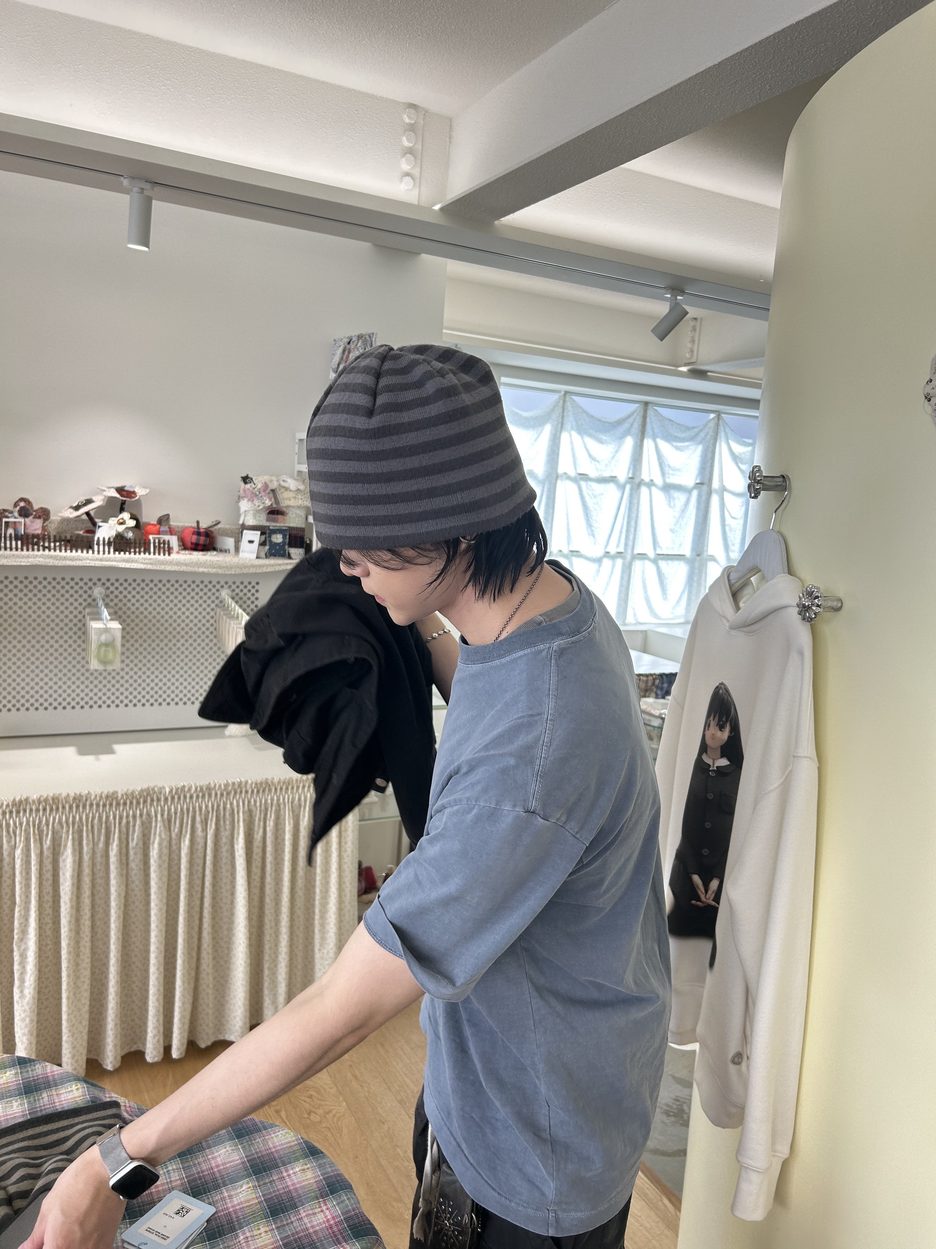 Polyteru Human Index Human Regular 1/2 T-Shirt Dyed Blue, [프리오더] Polyteru Rivet Card Wallet Black 착용 스타일