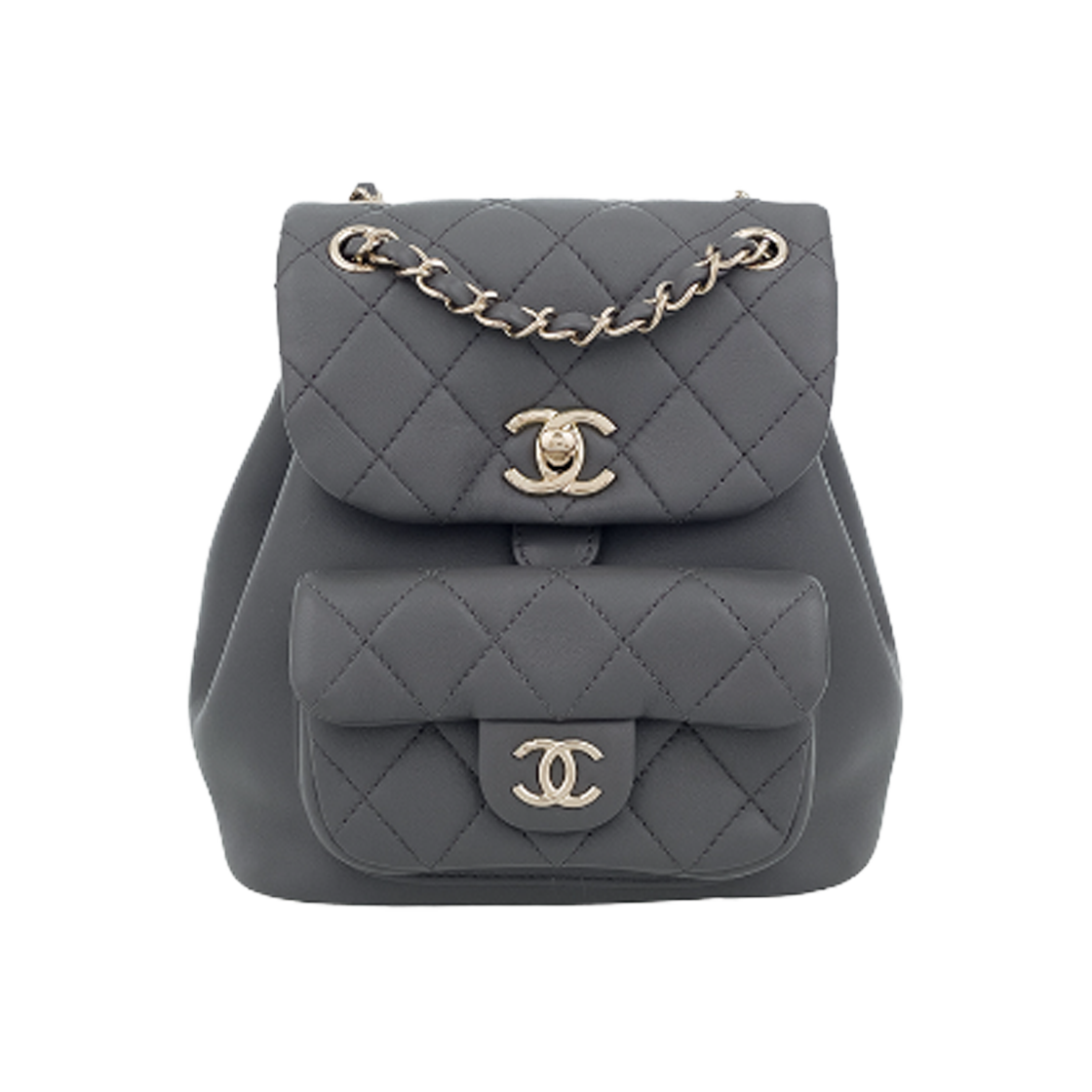 ITWHC57M56EA Chanel Dumas Backpack Small Grey Champagne Gold Lambskin