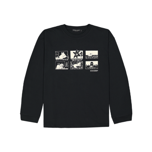 GDS51RULT01BKFF GODASHIN Never Love Cartoon Long Sleeve T-Shirt Black