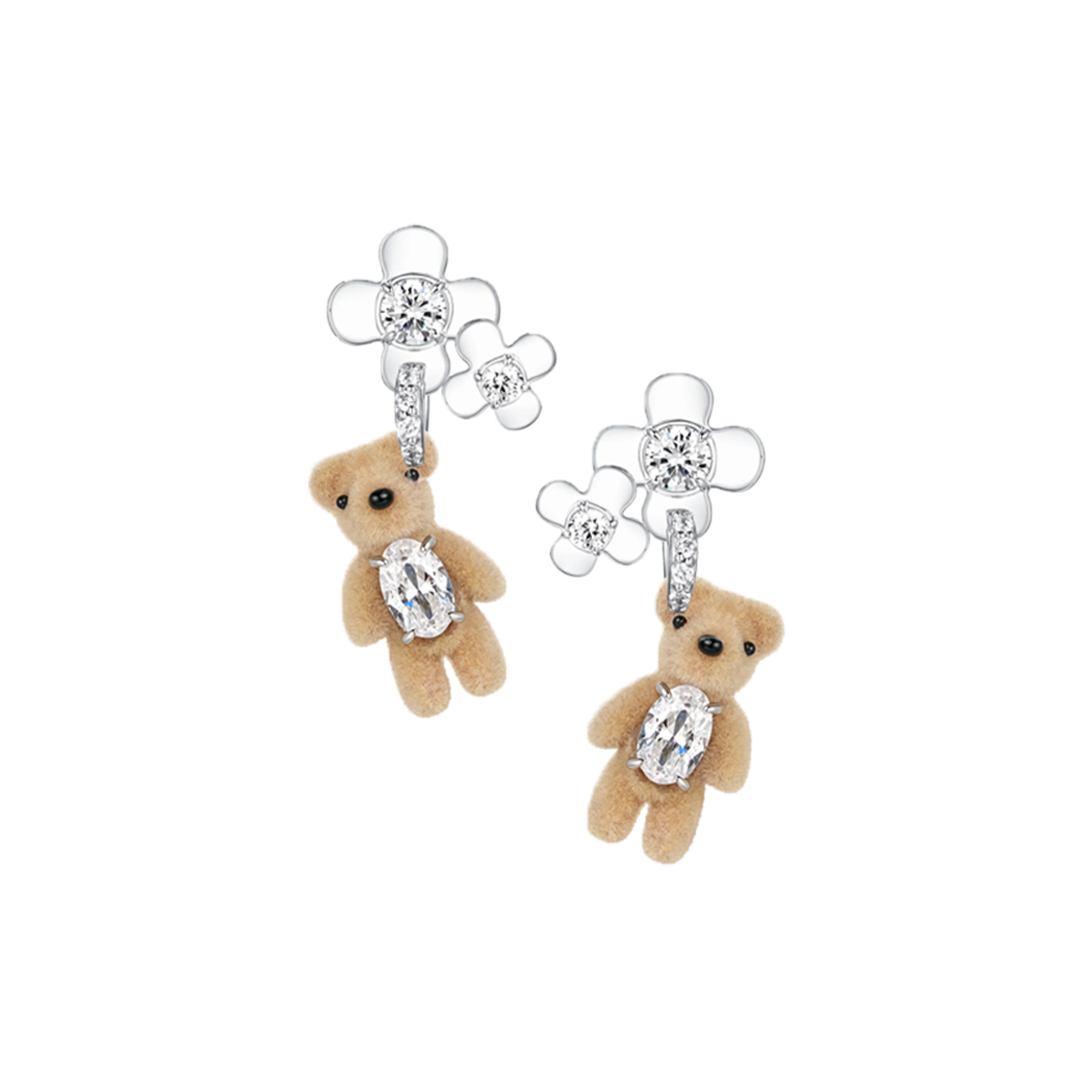 위민 미니 베어 플라워 이어링 라이트 브라운 - 25FW(Yvmin Mini Bear Flower Earring Light Brown - 25FW)