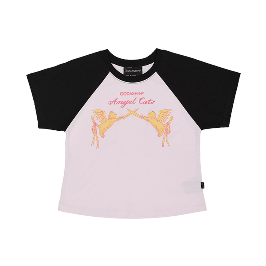 GDS42RWST01PK GODASHIN Angel Cats Raglan T-Shirt Black+Pink