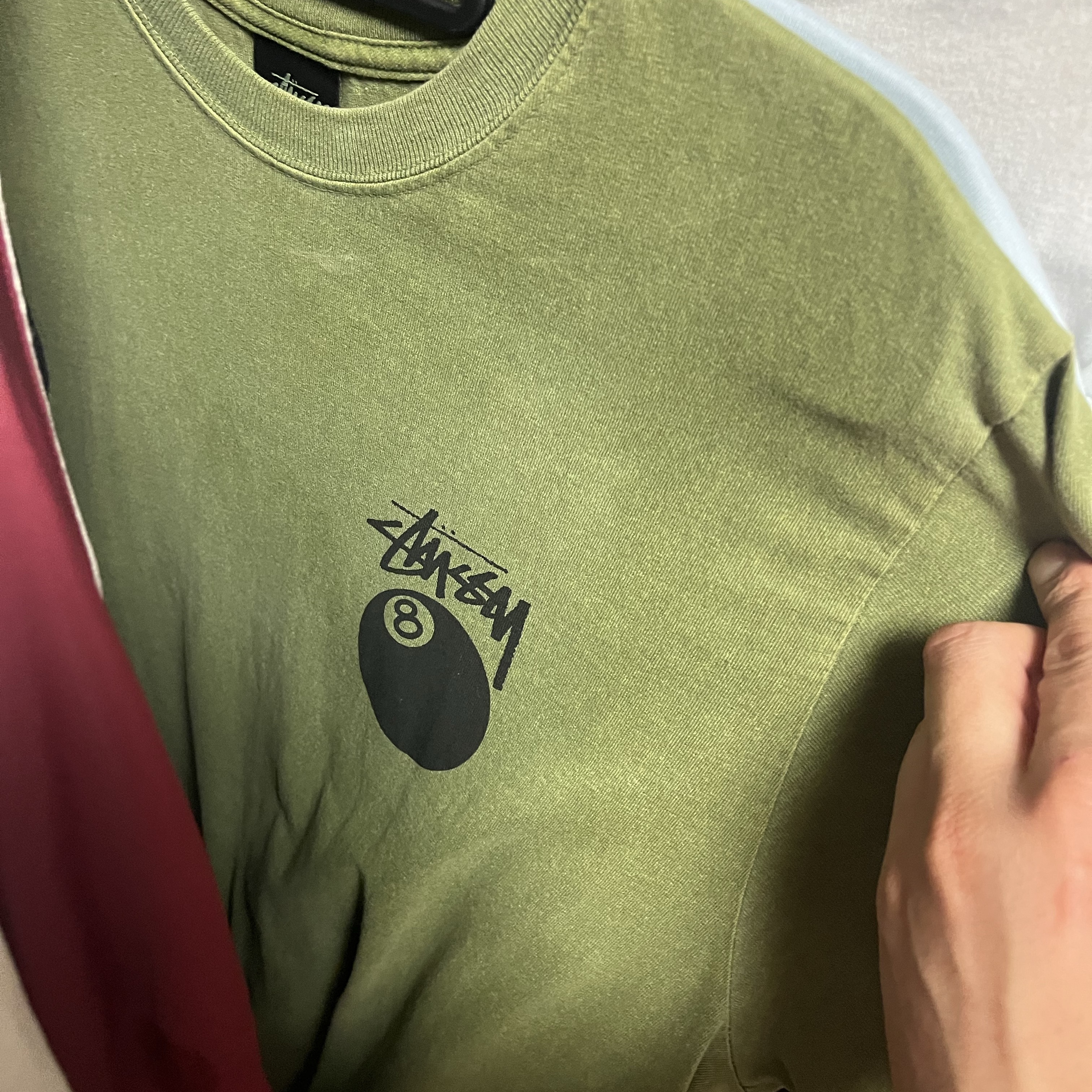 Stussy 8 Ball Pigment Dyed T-Shirt Olive 착용 스타일