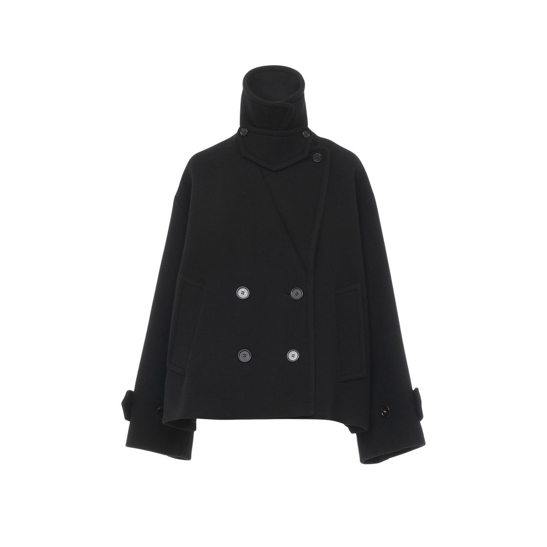 (W) 끌로에 울 오버사이즈 숏 코트 블랙((W) Chloe Wool Oversized Short Coat Black)