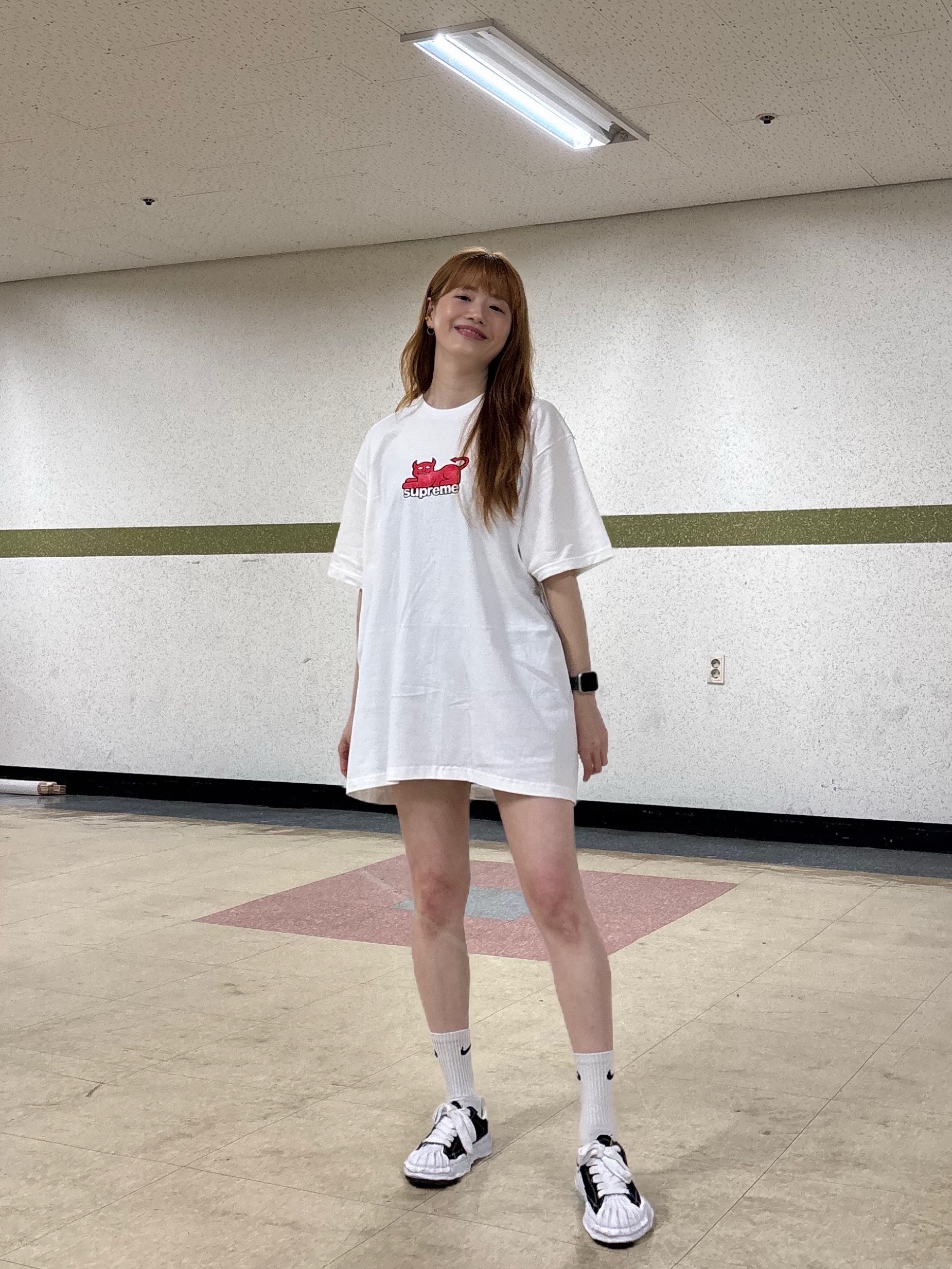 Supreme x Toy Machine Devil Cat T-Shirt White - 24SS, Maison Mihara Yasuhiro Blakey OG Sole Canvas Low-top Sneakers Black White 착용 스타일 - 4