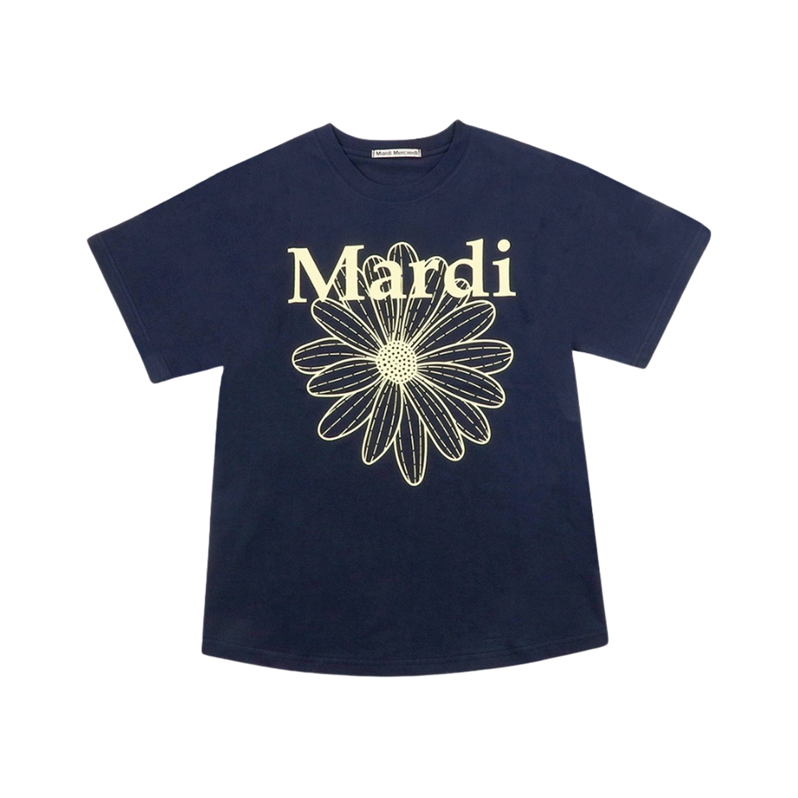 (W) 마르디 메크르디 플라워마르디 티셔츠 네이비 레몬((W) Mardi Mercredi Flowermardi T-Shirt Navy Lemon) - 1