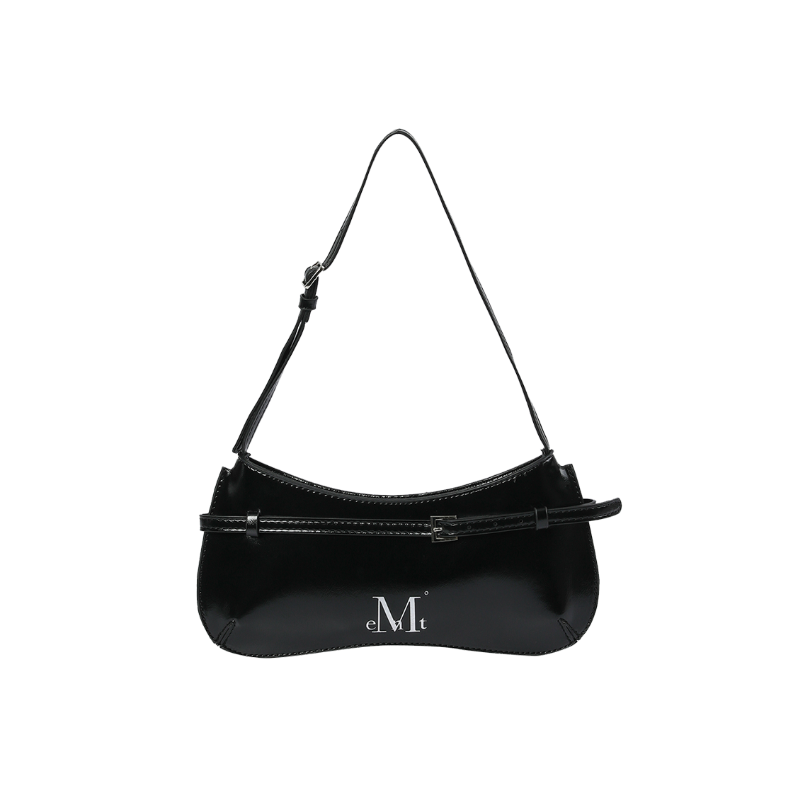 무센트 에렌 벨트 스트랩 레더 숄더백 남녀공용 블랙(MUCENT Eren Belt Strap Leather Shoulder Bag Unisex Black)