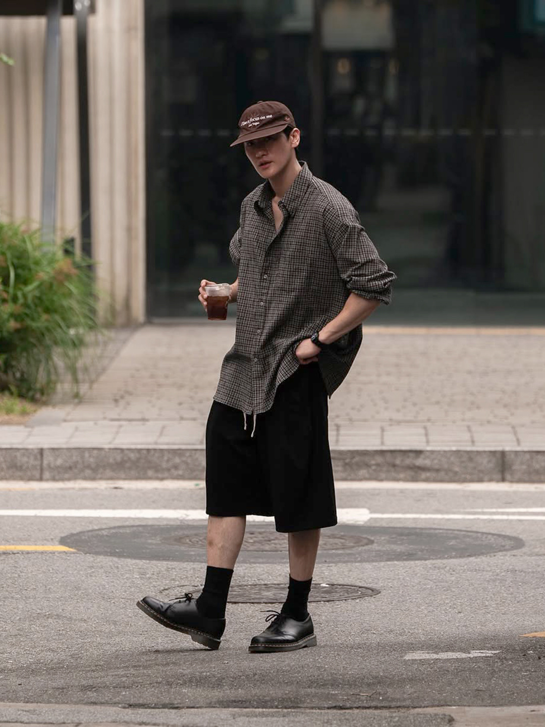 Knitted Bermuda Traning Half Pants Black 착용 스타일