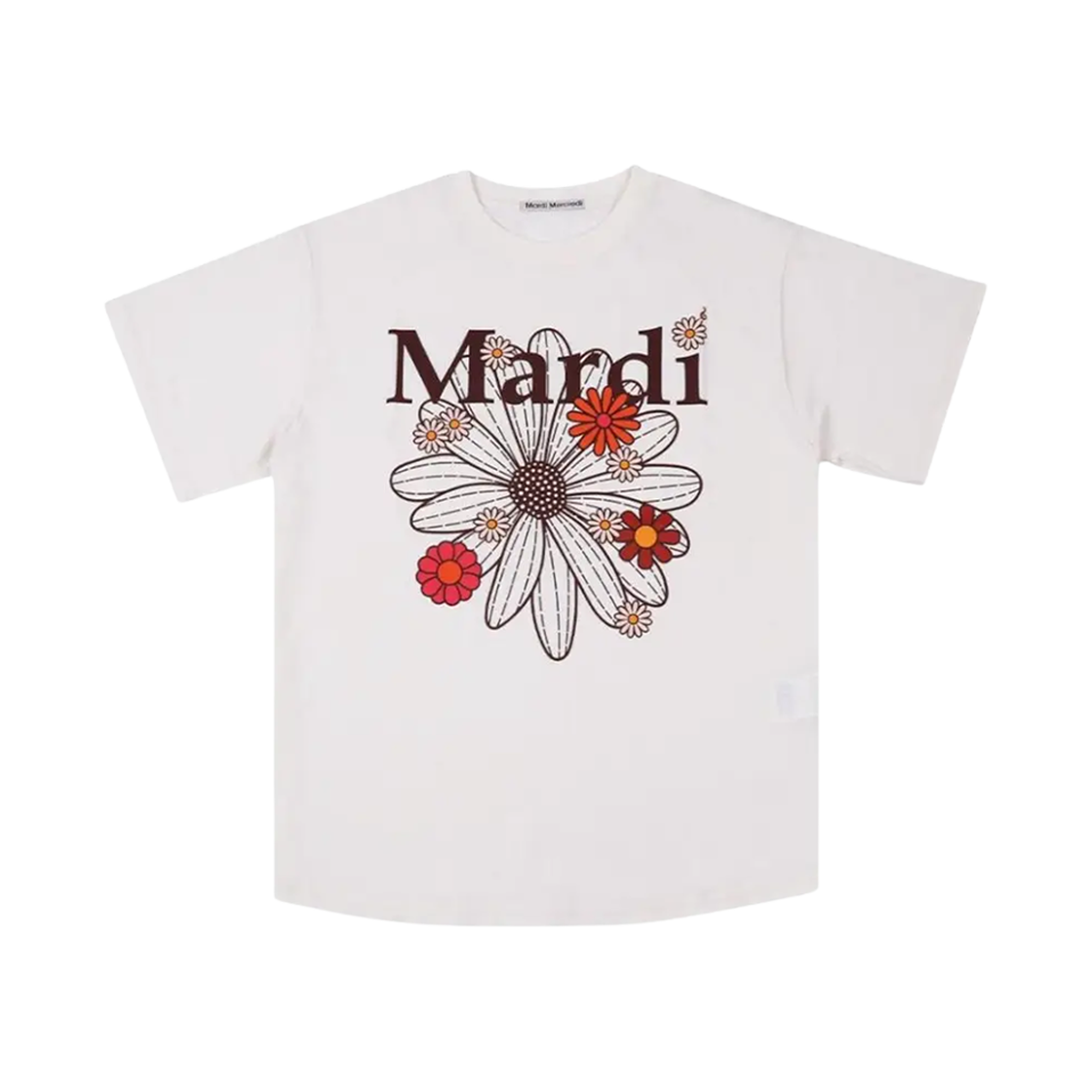 (W) 마르디 메크르디 플라워마르디 블라썸 티셔츠 크림 버건디((W) Mardi Mercredi Flowermardi Blossom T-Shirt Cream Burgundy)