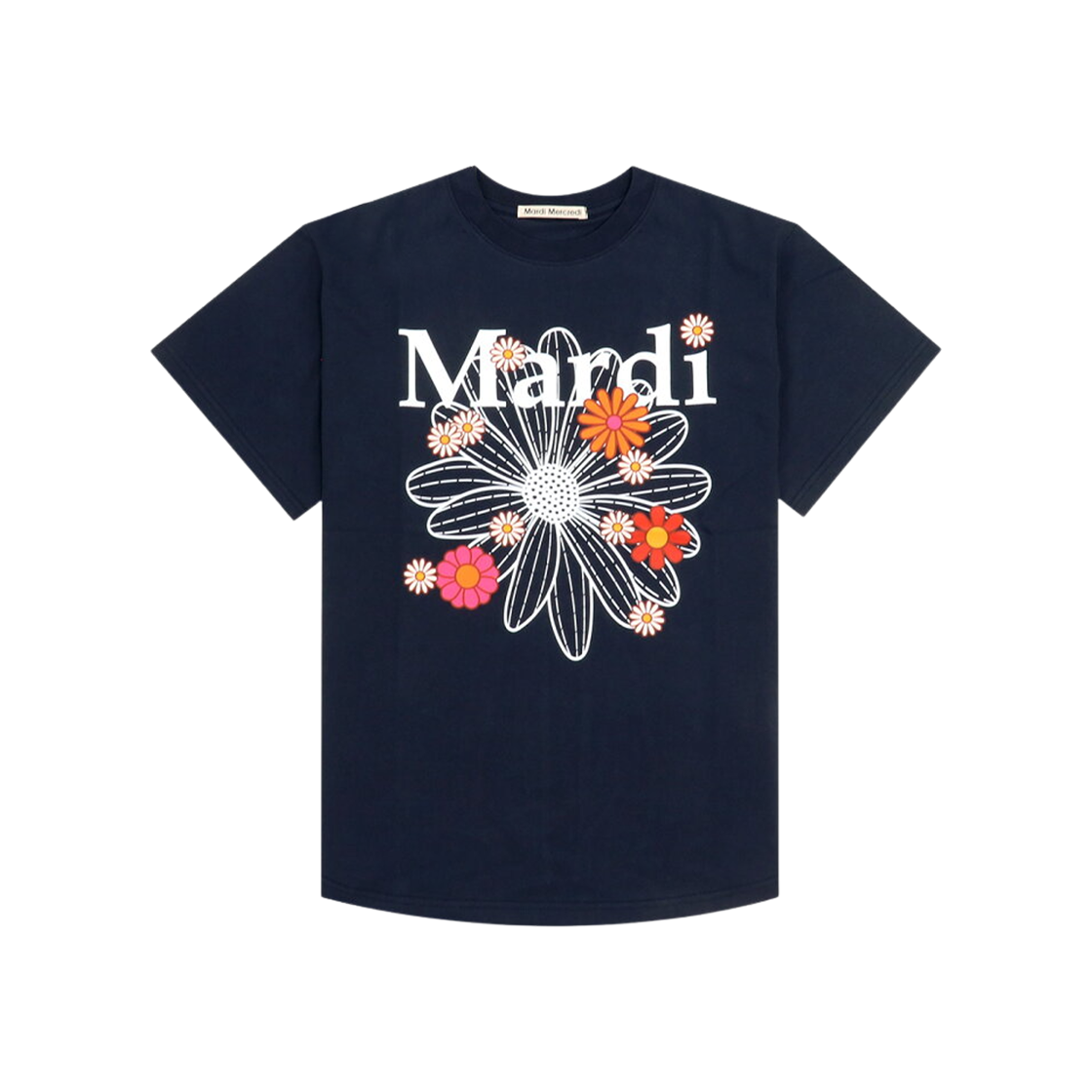 (W) 마르디 메크르디 플라워마르디 블라썸 티셔츠 네이비 아이보리((W) Mardi Mercredi Flowermardi Blossom T-Shirt Navy Ivory) - 1