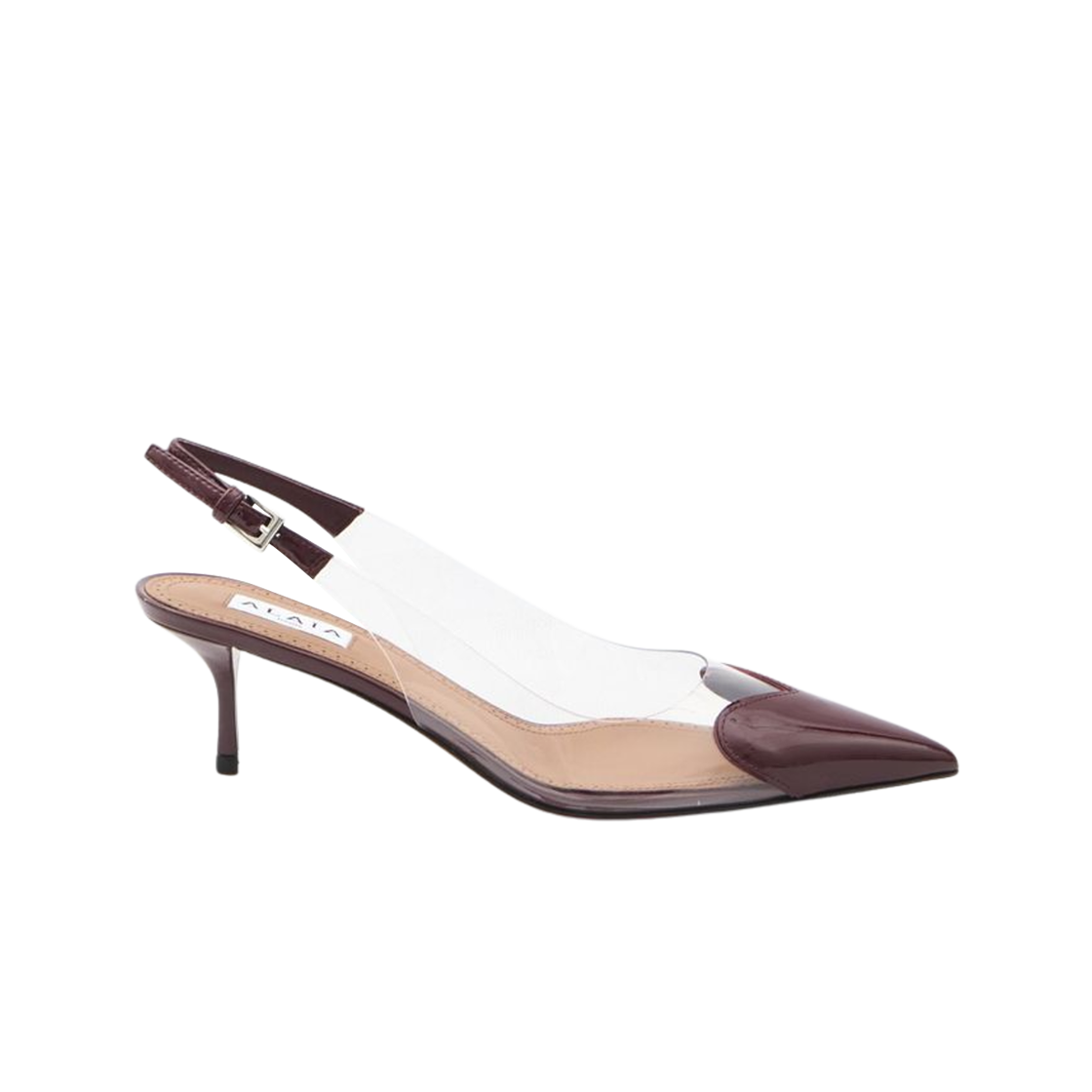 (W) 알라이아 르 쾨르 레더 슬링백 레드((W) Alaia Le Coeur Leather Slingbacks Red)