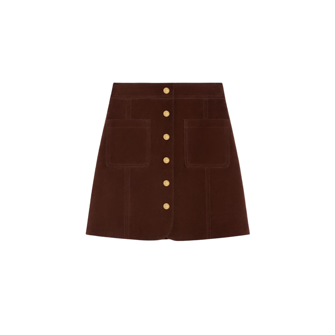 RJ04P712K-19KO (W) Celine Short Skirt in Calfskin Cacao