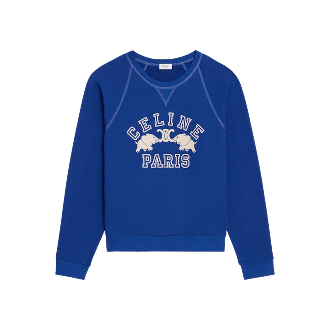 RY0H5670Q-GBZ5 Celine Regular Sweatshirt in Cotton Fleece Blue Flag Dirty White