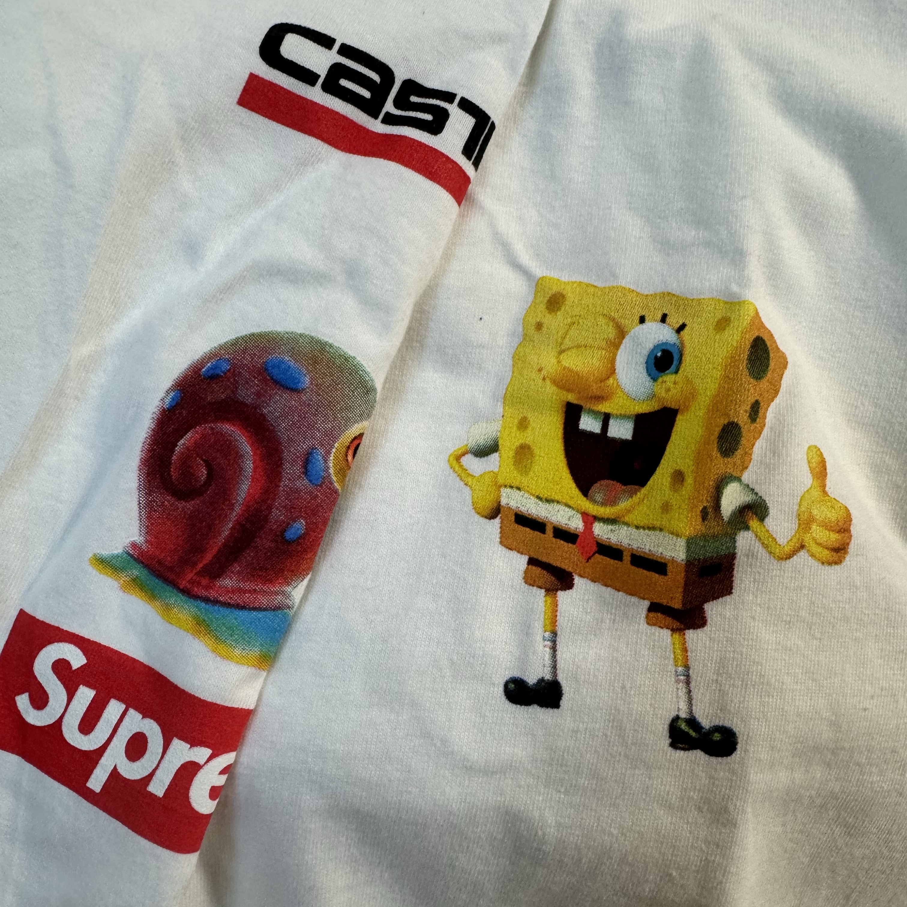 Supreme x SpongeBob SquarePants Castelli Racing L/S T-Shirt White - 25SS 착용 스타일 - 1