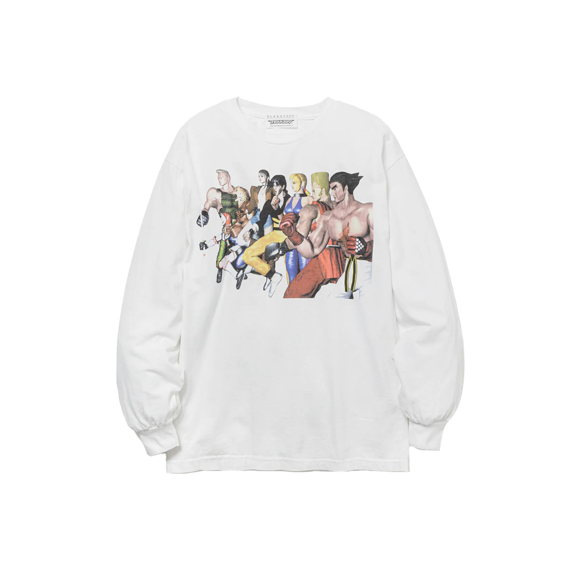 플래그스터프 x 철권 철권 롱 슬리브 티 화이트 - 24FW(Flagstuff x Tekken Tekken Long Sleeve Tee White - 24FW)