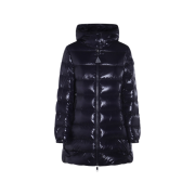 (W) Moncler Courcelles Hooded Mid Down Jacket Navy Blue - 25FW