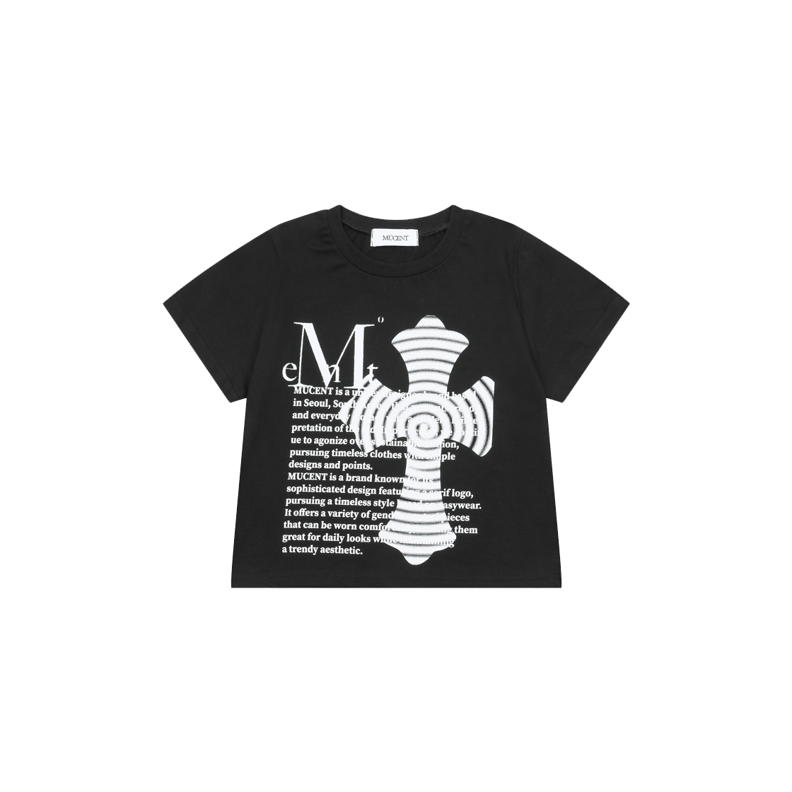 무센트 실케 십자가 레터링 반팔 남녀공용  블랙