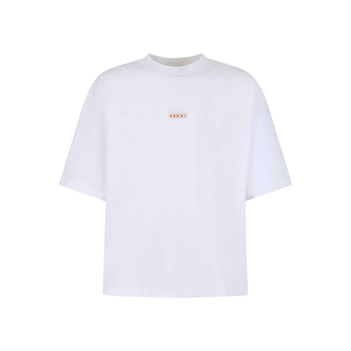 마르니 라벨 오가닉 코튼 티셔츠 릴리 화이트(Marni Organic Cotton T-Shirt with Label Lily White)