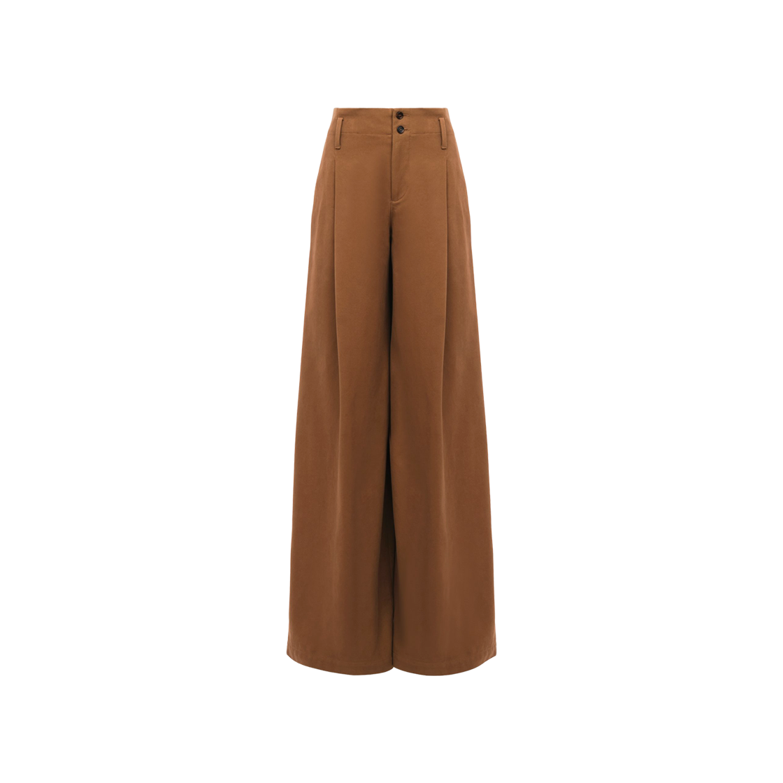 (W) 끌로에 코튼 캔버스 하이라이즈 와이드 레그 팬츠 머스타드 브라운((W) Chloe Cotton Canvas High-Rise Wide Leg Pants Mustard Brown)